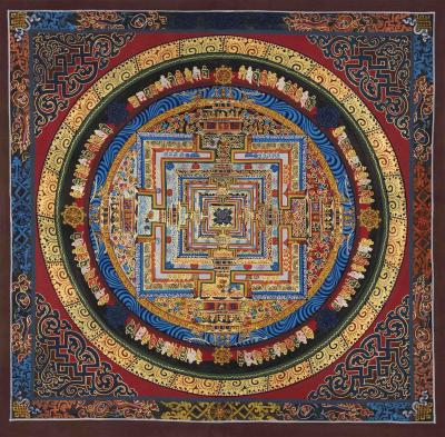 Genuine Hand-Painted Kalachakra Mandala | Tibetan Thangka Painting | Perfect For Gifts, Yoga